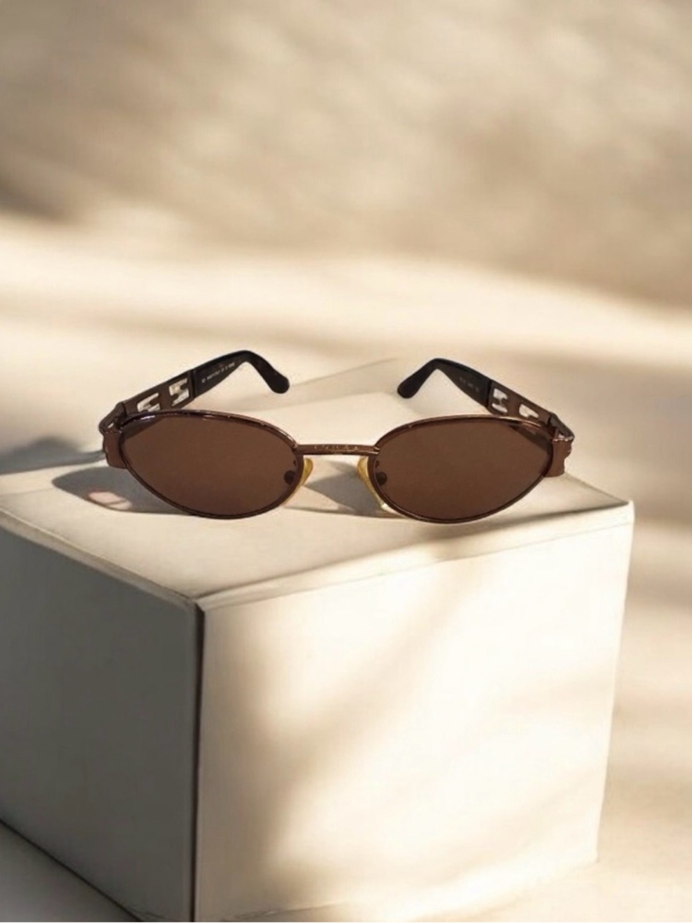 Fendi Brown and Gold Oval Sunglasses